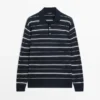 Polos en maille rayée en coton mélangé