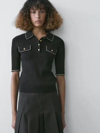 Polos en tricot de coton avec détails contrastés
