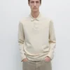 Polos à manches longues en coton mercerisé piqué Polos à manches longues en coton mercerisé piqué