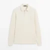 Polos à manches longues en coton mercerisé piqué Polos à manches longues en coton mercerisé piqué