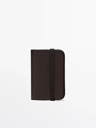 Porte-cartes en cuir nappa avec rabat