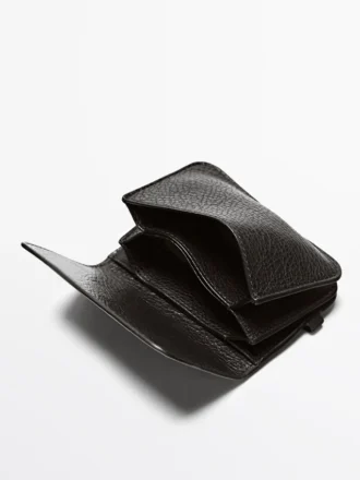 Porte-cartes en cuir nappa avec rabat