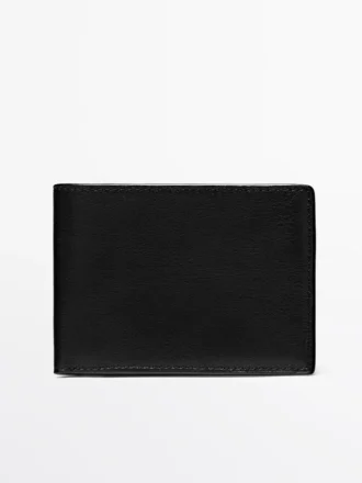 Portefeuille horizontal en cuir nappa