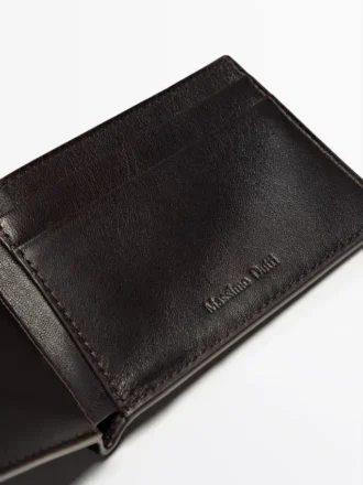 Portefeuille horizontal en cuir nappa