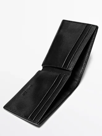 Portefeuille horizontal en cuir nappa