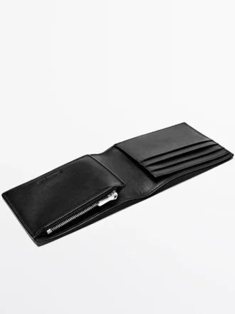 Portefeuille horizontal en cuir nappa avec porte-monnaie