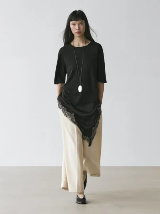 Pull avec détails en dentelle contrastée
