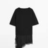 Pull avec détails en dentelle contrastée Pull avec détails en dentelle contrastée