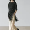 Pull avec détails en dentelle contrastée Pull avec détails en dentelle contrastée