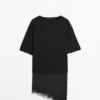Pull avec détails en dentelle contrastée Pull avec détails en dentelle contrastée
