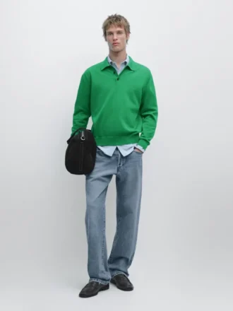 Pull à col polo en tricot de coton