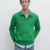 Pull à col polo en tricot de coton
