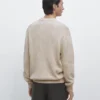 Pull à col rond en maille de coton mélangé