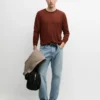 Pull à col rond en maille de lin et cachemire