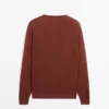 Pull à col rond en maille de lin et cachemire