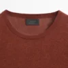 Pull à col rond en maille de lin et cachemire