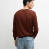 Pull à col rond en maille de lin et cachemire