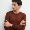 Pull à col rond en maille de lin et cachemire