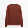 Pull à col rond en maille de lin et cachemire