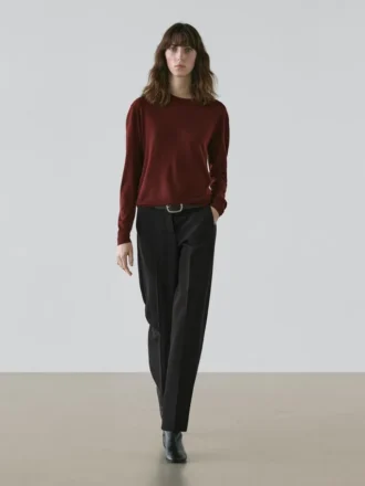 Pull à col rond en maille fine 100 % laine