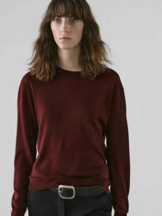 Pull à col rond en maille fine 100 % laine