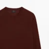 Pull à col rond en maille fine 100 % laine