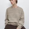 Pull à col rond en maille rayée