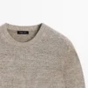 Pull à col rond en maille rayée