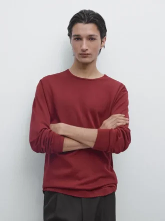 Pull à col rond en tricot de coton