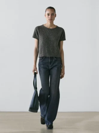 Pull court en tricot d&rsquo;alpaga et de laine