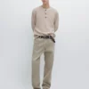 Pull en coton à col Henley