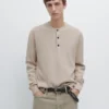 Pull en coton à col Henley