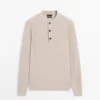 Pull en coton à col Henley
