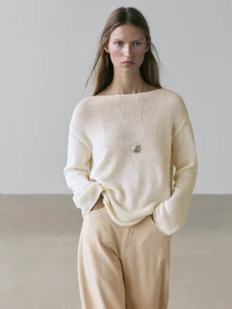 Pull en coton mélangé ajouré