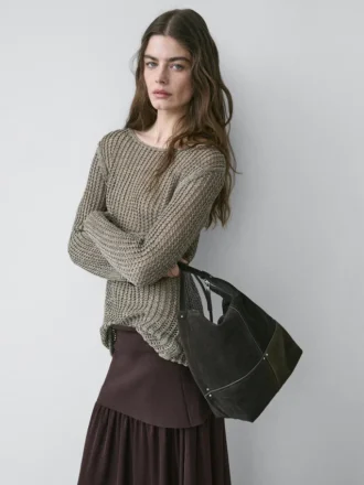 Pull en coton mélangé ajouré