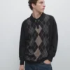 Pull en maille avec motif argyle Pull en maille avec motif argyle