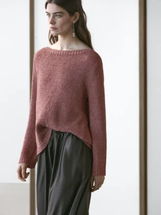 Pull en maille à col bateau