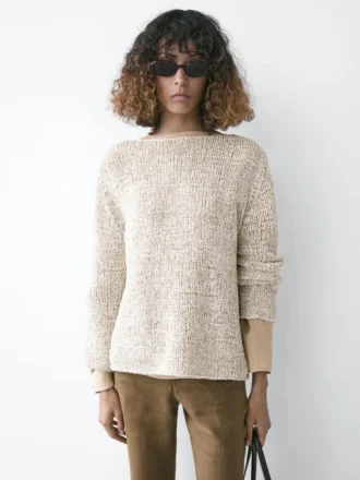 Pull en maille à col bateau