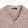 Pull en maille à col en V avec coudières Pull en maille à col en V avec coudières
