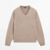 Pull en maille à col en V avec coudières Pull en maille à col en V avec coudières