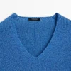 Pull en maille à col en V en mélange de coton Pull en maille à col en V en mélange de coton