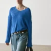 Pull en maille à col en V en mélange de coton Pull en maille à col en V en mélange de coton