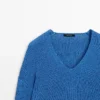 Pull en maille à col en V en mélange de coton Pull en maille à col en V en mélange de coton