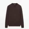 Pull en maille à col en V en mélange de coton Pull en maille à col en V en mélange de coton