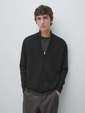 Pull en maille à col montant avec fermeture éclair