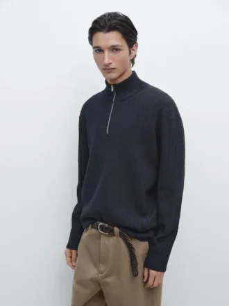 Pull en maille à col montant avec fermeture éclair