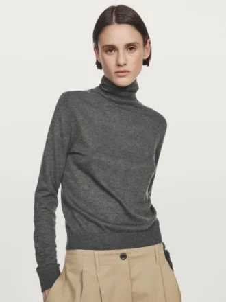 Pull en maille à col montant en mélange de laine