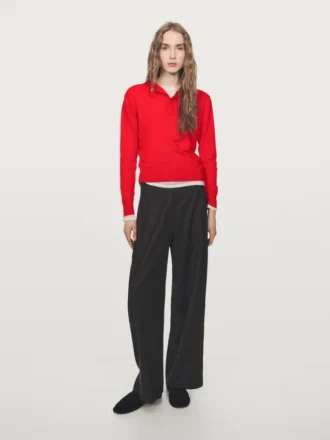 Pull en maille à col roulé boutonné