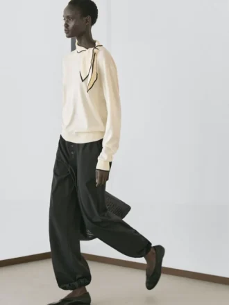 Pull en maille de coton avec détail d’écharpe