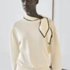 Pull en maille de coton avec détail d’écharpe Pull en maille de coton avec détail d’écharpe